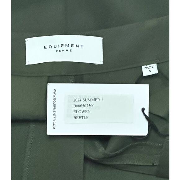 New $325 EQUIPMENT Elowen Pants Straight Leg Side Slit Green Career Office Work - Picture 8 of 11